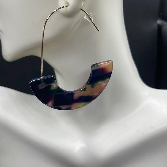 Resin Drop hoop Dangle Earrings - Picture 1 of 5